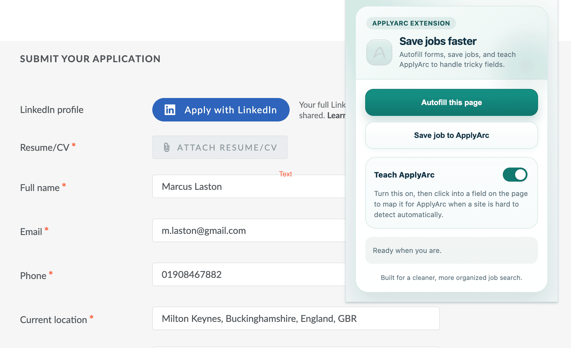 Autofill applications instantly