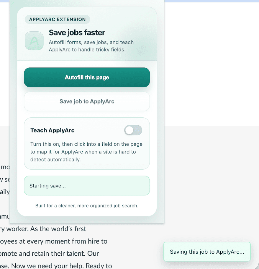Save jobs with one click